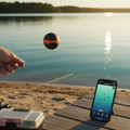 Castable wireless sonar ball with smartphone fish finder display